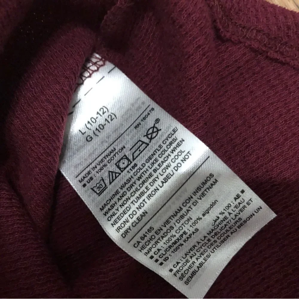 OLD NAVY burgundy shirt tee top long sleeve 100% cotton new